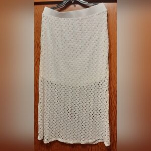 NWT MAURICES White Crochet Skirt Size L